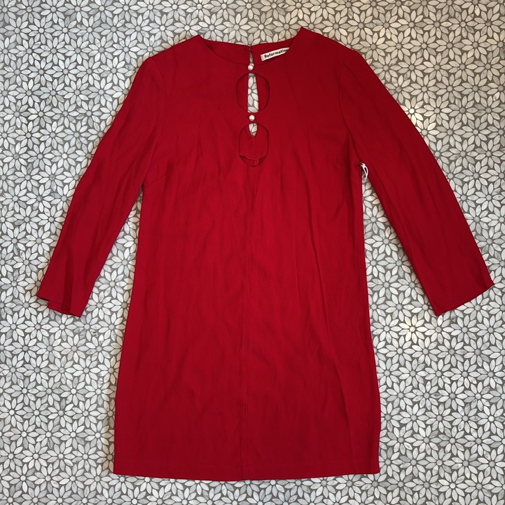 Women's‎ Reformation Killian Mini Dress with cutouts in Red, Size XS-NWT